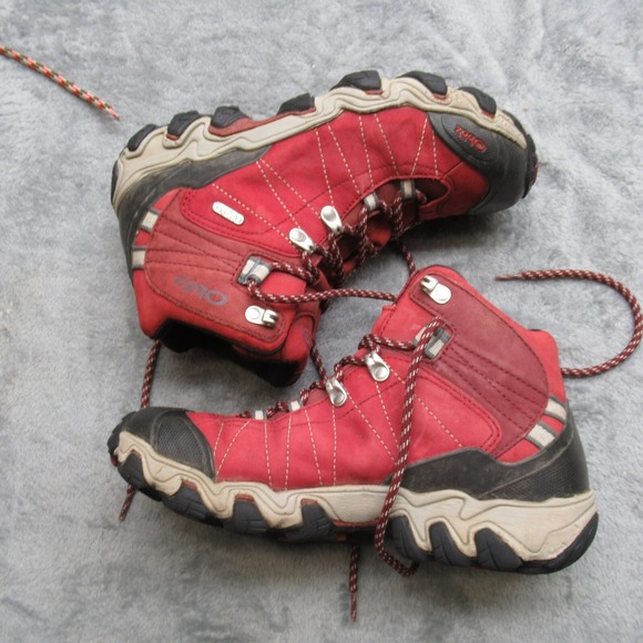 Oboz Bridger Mid Hiking Boots Women 8 W Red Dry Waterproof Leather Fits Like 7.5 - Picture 1 of 16
